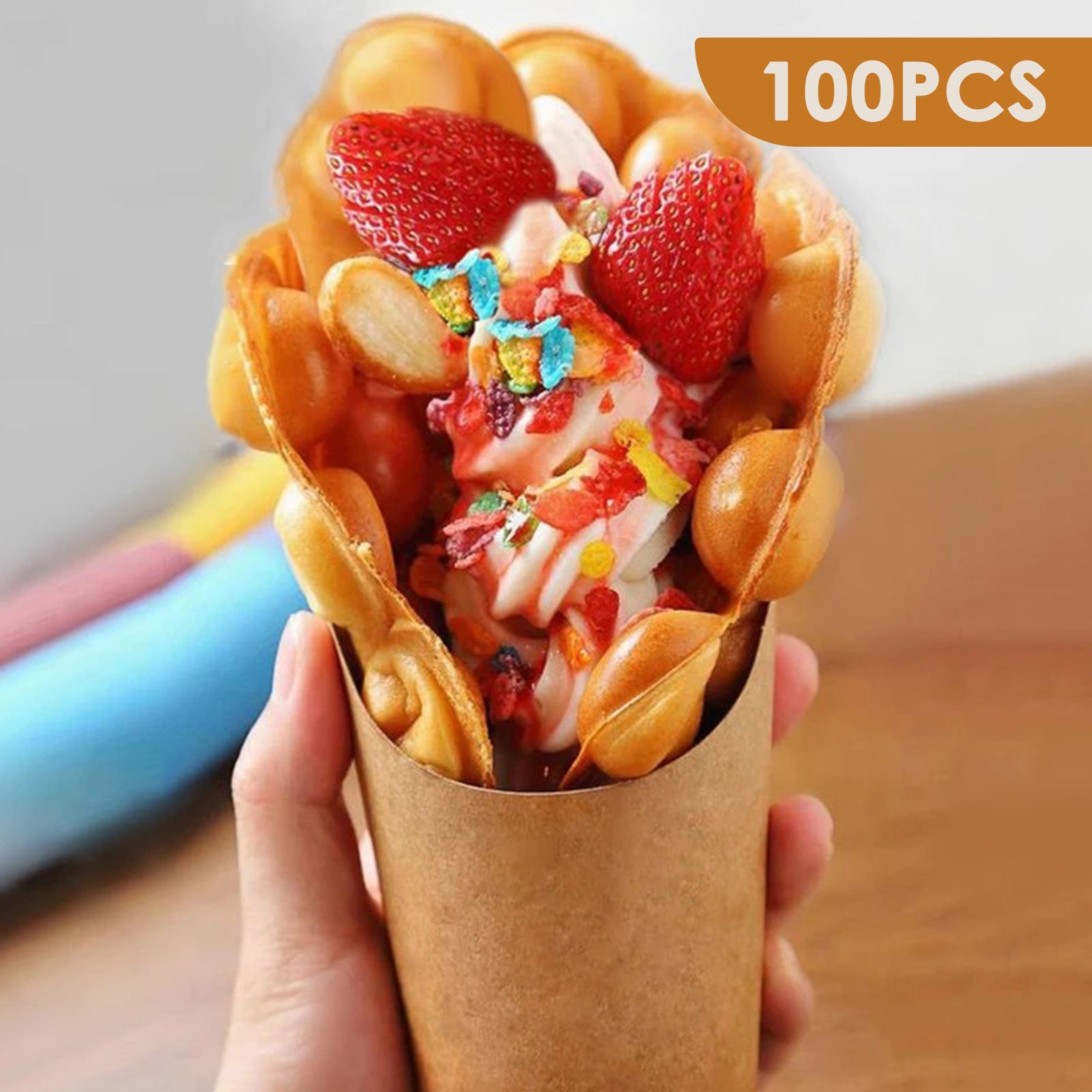 100pcs Kraft Paper Potato Chips Box Disposable Paper Bags,french Fries Cup,food Bags,snack Packing Boxes,Hand Holding Snack Cup