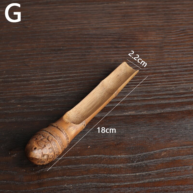 Colher de chá de bambu natural de madeira estilo retro chinês kongfu pá de chá colher de chá cerimônia forma de peixe colher de chá acessórios de chá: G