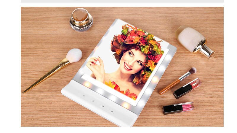 Make-Up Spiegel 18 Lichten Led Desktop Spiegelwand Spiegel Schoonheid Thuis Spiegel Usb Beschikbaar Licht Up Spiegel Voor Make-Up