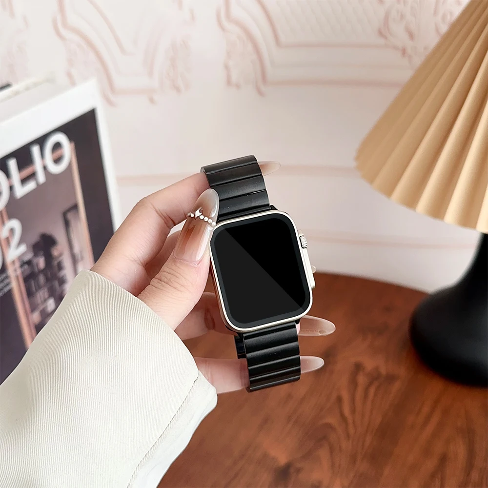 Rem til apple watch band 44mm 40mm 45mm 41mm ultra 2 49mm 42mm 46mm urrem stållænke iwatch serie 7 8 9 10 se 3 4 5 6