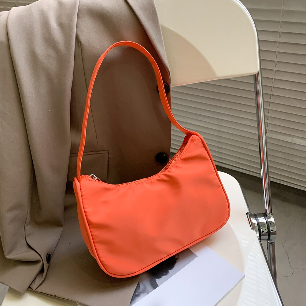 Weibliche Klassische Handtasche Oxford Tuch Unterarm Beutel Einfarbig Bote Tasche Schulter Damen Stangenbrot Täglich Lieferungen: Orange