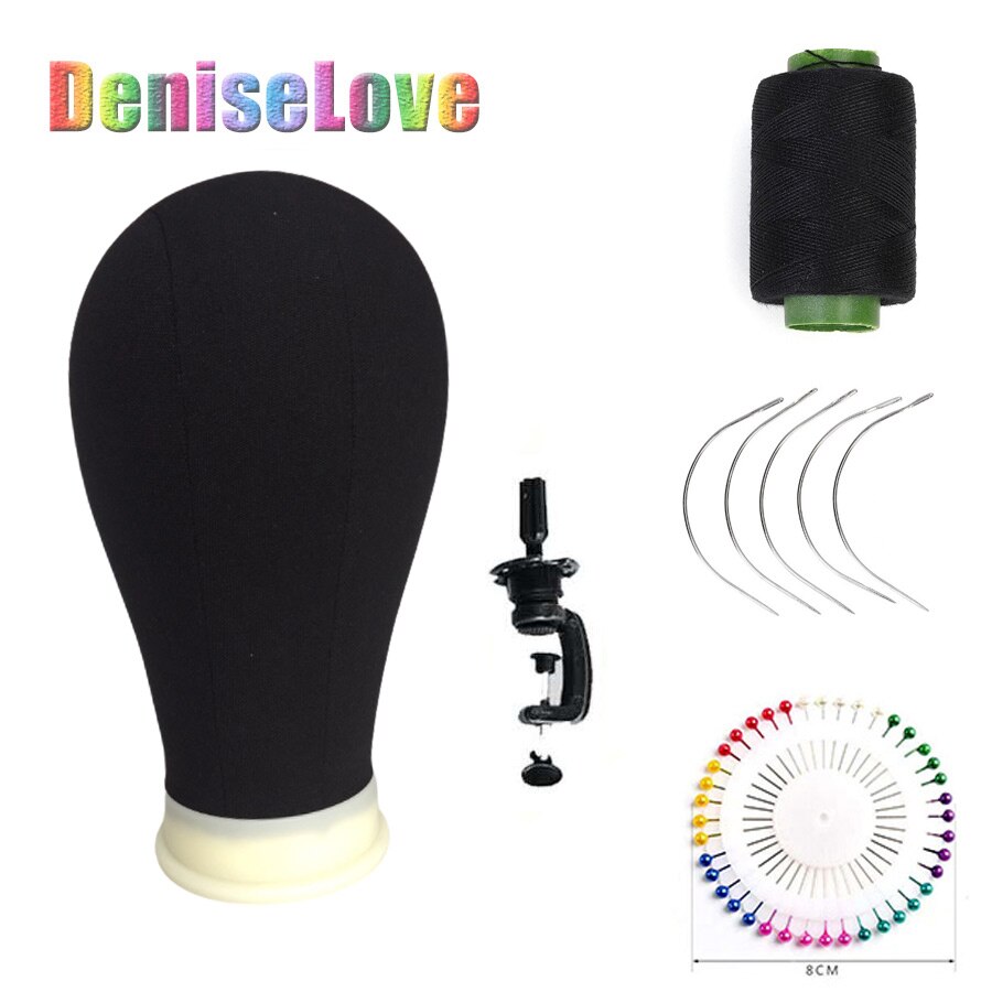 Wig Making Tools 22inches Training Mannequin Head set Canvas Head For Wigs Making C Needles Wig Sewing Cord for Holding Wigs