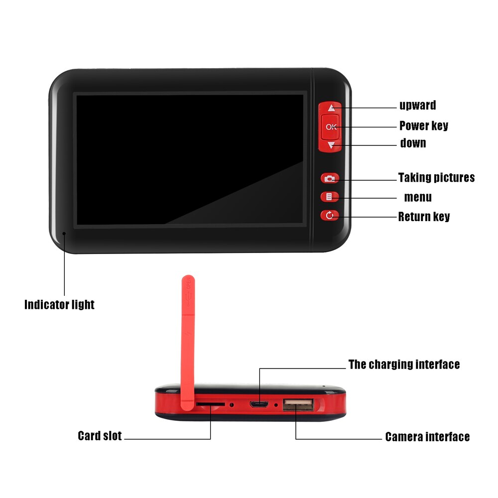 F200 4,3 pulgadas impermeable endoscopio casero Industrial 1080P pantalla de visualización con 8 brillo ajustable luz LED