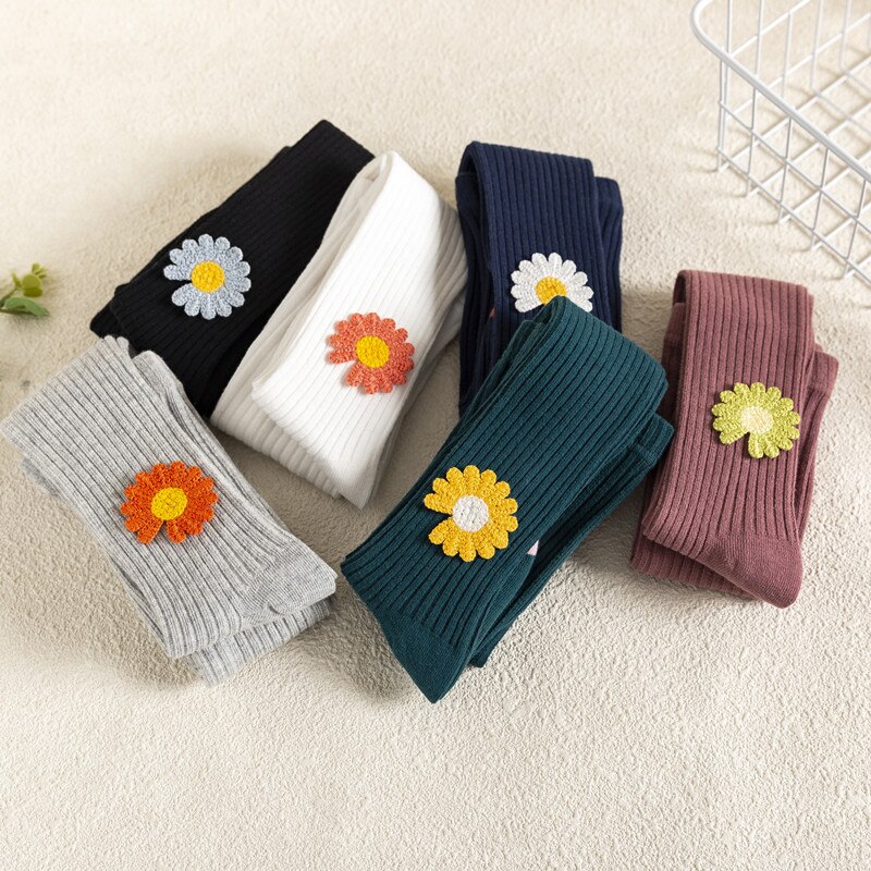 Baby Meisjes Knit Panty Winter Zacht Katoen Stretch Warm Leggings Peuter Warm Kousen Broek Daisy Bloem Panty