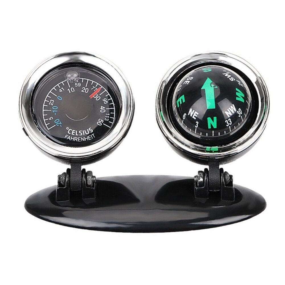 2-in-1 Car Vehicle High Precision Compass Thermometer Guide Ball Interior Decor