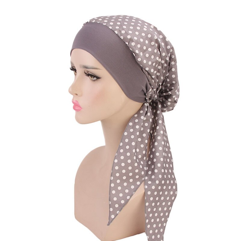 Kvinnors muslim hijab cancer kemo blomma tryck hatt turban mössa täcka håravfall huvud halsduk wrap förbundna huvudbonader strech bandana