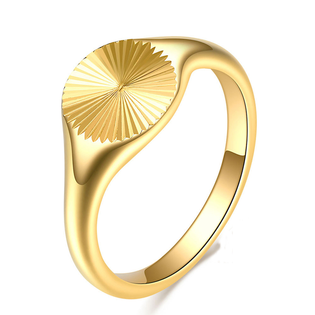Anillo de croissant de sol apilable INS para mujer, joyería de , , sello de Color dorado de 18 quilates, anillo de dedo de cúpula gruesa para mujeres y niñas: 6 / Blanco