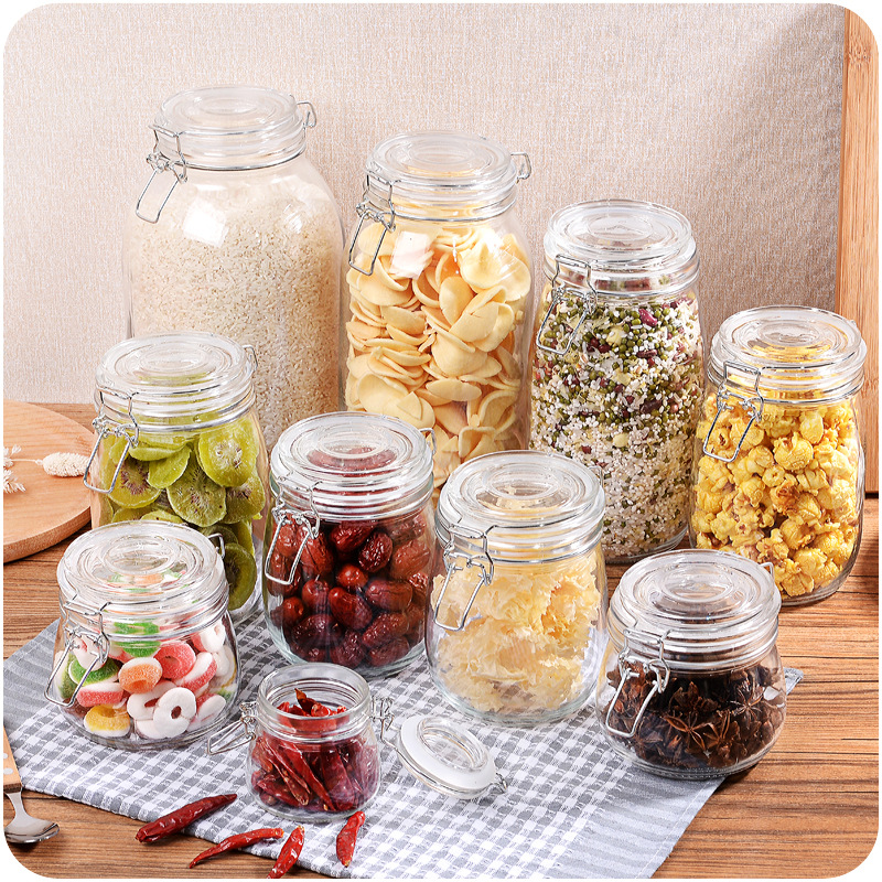 RSCHEF 1pcs glass storage bottle spice jars with lid capacity honey candy jar kitchen storage container glass jar