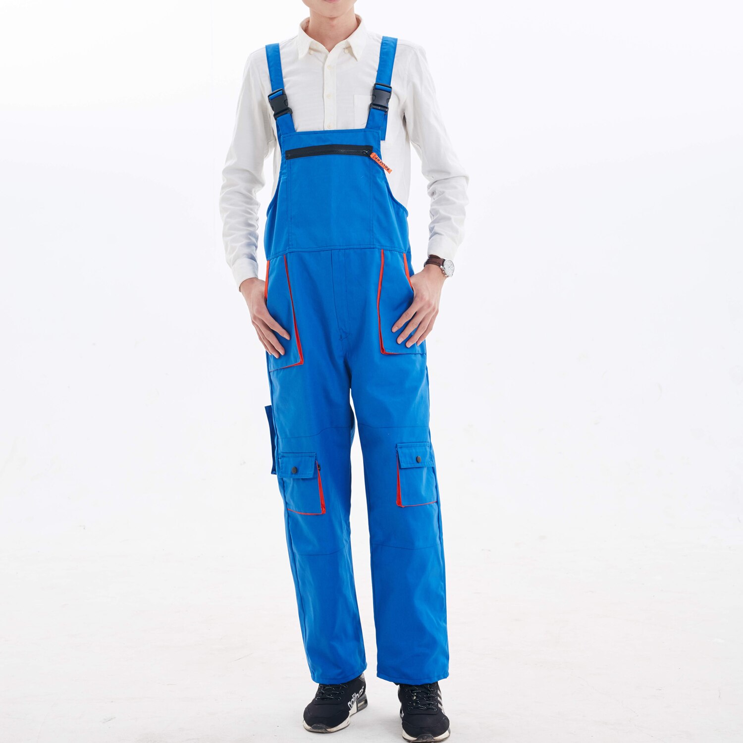 Heren grote mouwloze garage jumpsuit monteur kleding ambachtsman werkkleding coole casual cargo overalls lange broek zakken