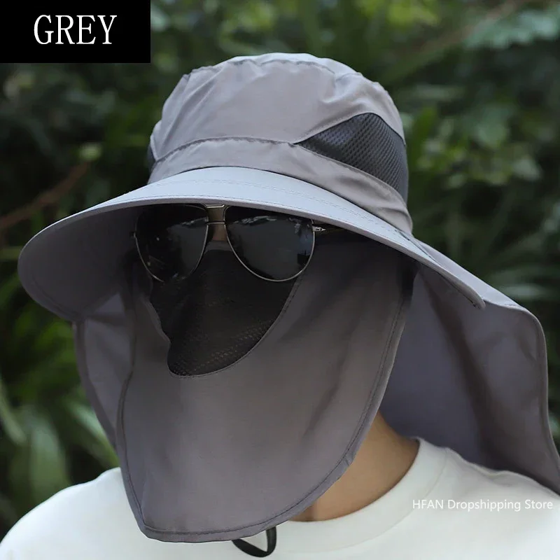 Summer Sun Hats UV Protection Outdoor Hunting Fishing Cap for Men Women Hiking Camping Visor Bucket Hat Removable Fishing Hat: WHITE