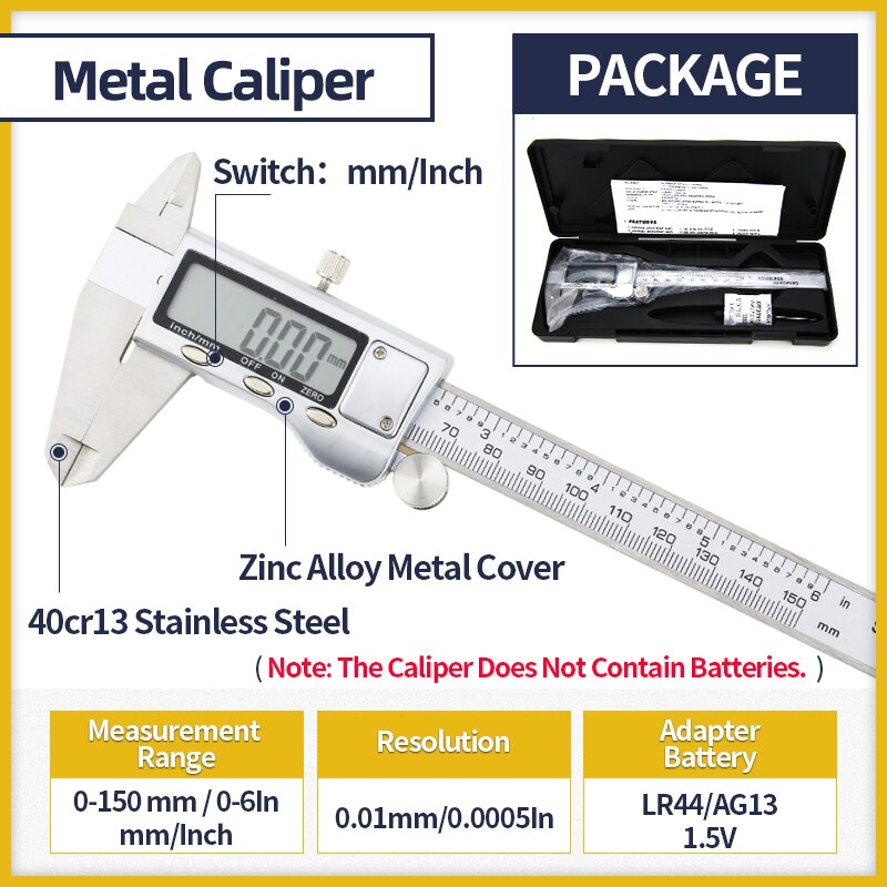 Dial Caliper Metal Vernier Caliper With Dial Indicator Stainless/Carbon Steel Gauge Measuring Tools Micrometer Pied A Coulisse: Box Metal Caliper