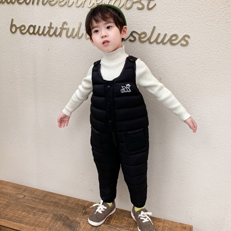 Olekid vinter bebis pojkar overaller tjocka varma dun bomull baby girl jumpsuits 1-5 år barn overall barn småbarnsbyxor