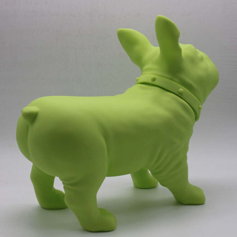 Maniquí de perro Bulldog francés de plástico verde, venta para tienda de mascotas, exhibición