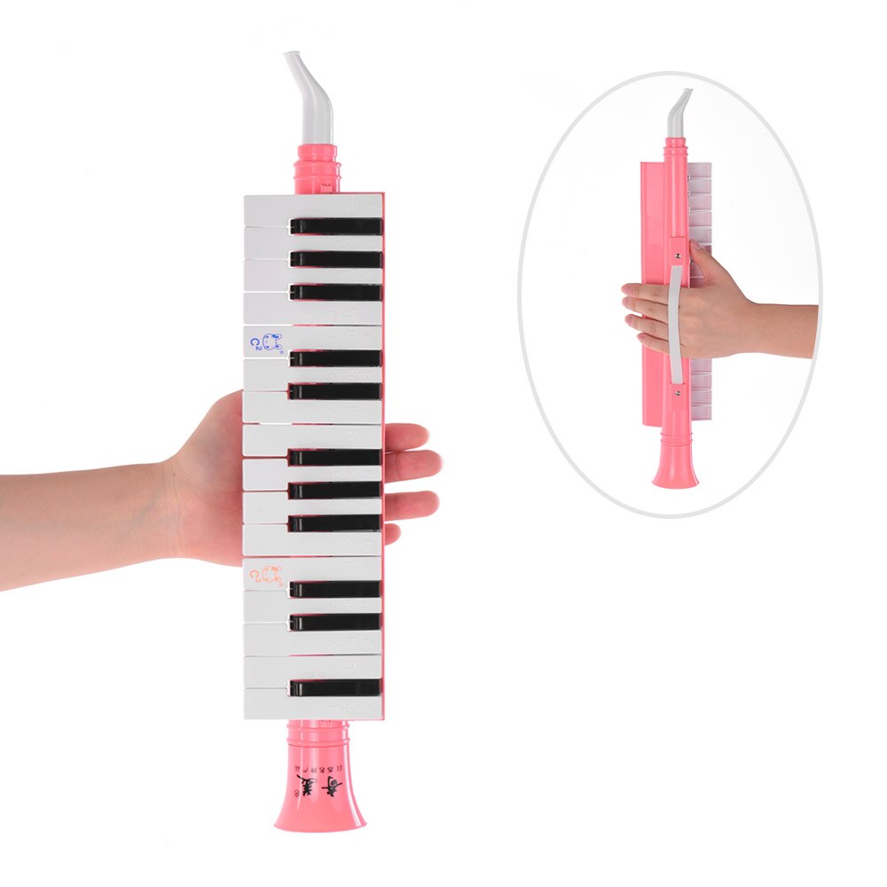 Melodica portátil de 27 teclas para estudiantes, armónica de resina de ingeniería ABS con bolsa para amantes de la música: Rosa