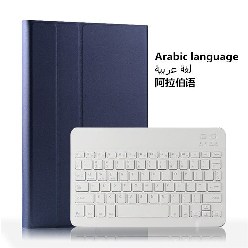 Bluetooth Keyboard Leather Case for Huawei Mediapad M5 Lite 10 BAH2-W19/L09/W09 Tablet Funda Cover For Huawei M5 lite 10 Case: Arabic  Dark Blue