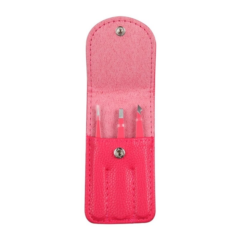 3 Pieces/Set of Stainless Steel PU Leather Popular Eyebrow Tweezers Beauty Removal Makeup Tool For Kit Ladies: style 7