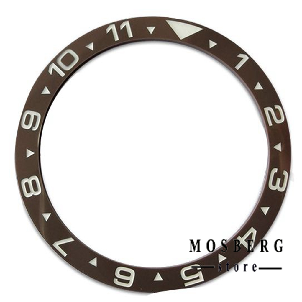 Zwart Horloge Bezel Groene Lichtgevende Diameter 38Mm * 31.5Mm Platte Keramische Ring Insert Fit Horloges Case Vervangen Accessoires onderdelen: Zilver