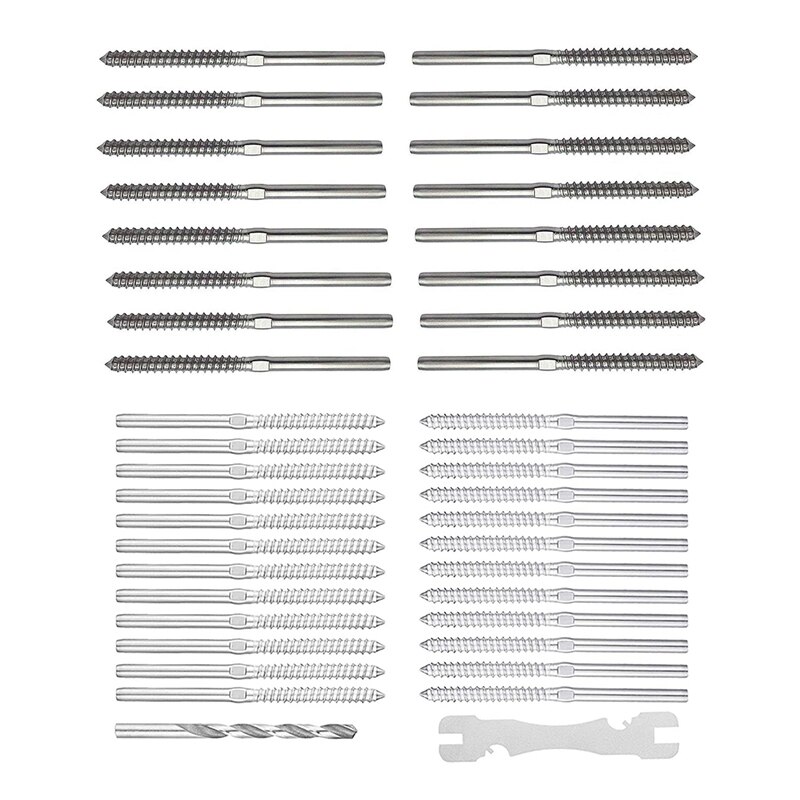 2 Set 316 Stainless Steel Right Left Handed Thread Swage Lag Screws,100mm & 1/8 Inch