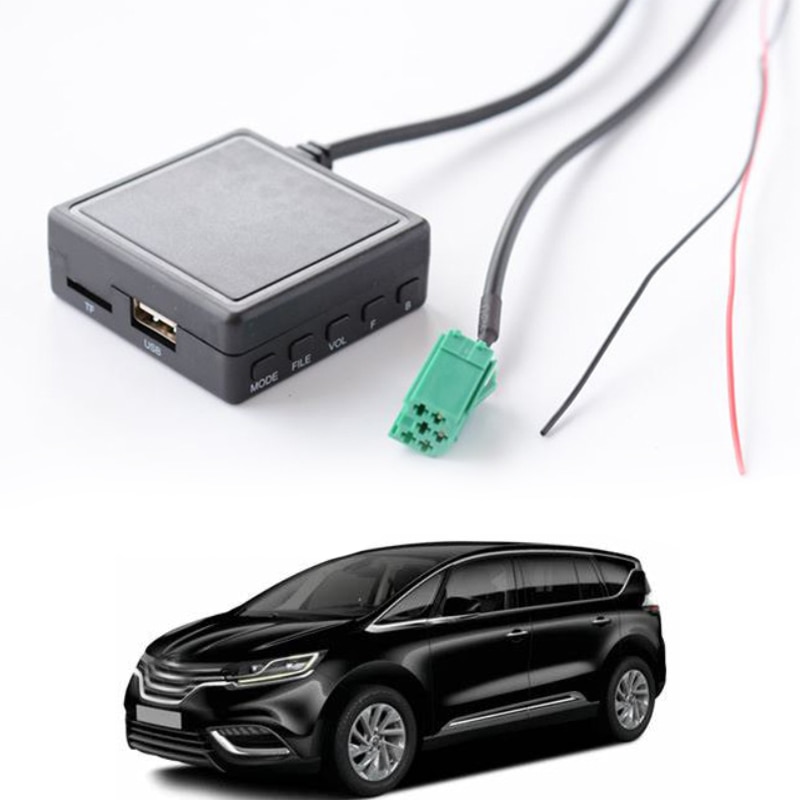 Auto 3.5 Mm Aux Tf Usb Muziek Adapter Voor Mini Input Iso 6Pin Voor Renault Stereo