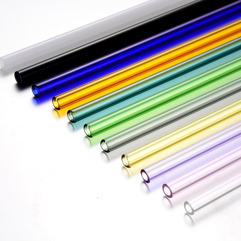 Paille en verre réutilisable faite à la main avec 2 pièces, brosse de nettoyage , pipette droite en verre, Tubularis