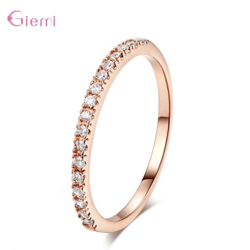 Big Discount Genuine 925 Sterling Silver Wedding Rings For Women Girls Women Birthday Jewelry Accessory: 6 / Rose Gold