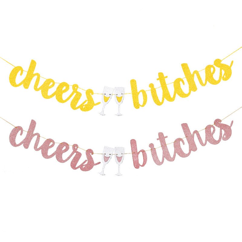 2M Sequin Champagne Gold Bridal Shower Banner MISS TO MRS CHEERS BITCHES Bride To Be Paper Chains for Wedding Party bachelor