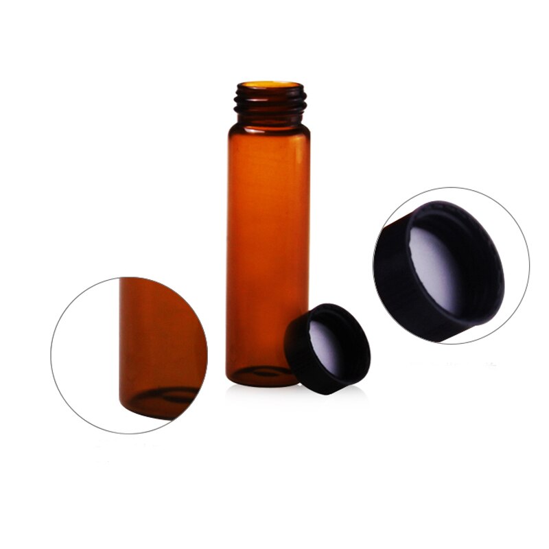 Flacon d'huile essentielle de bouteille d'échantillon de 15ml avec le bouchon à vis de tampon intérieur de PE bouteille de laboratoire de chimie de Tube à essai en verre 10 pièces/pack
