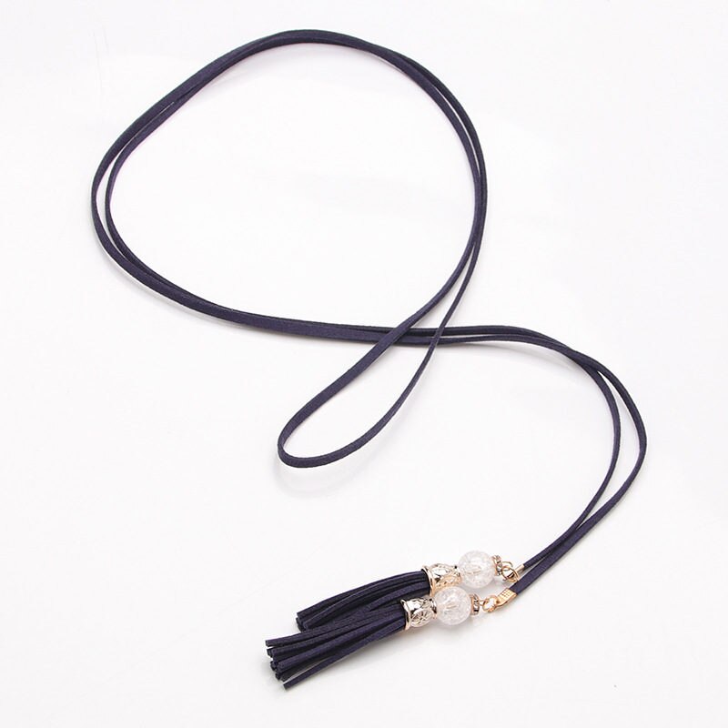 Nuevos cinturones de mujer, cadena de cintura estrecha con borla a la , cinturón para vestido, accesorios decorados con nudos: 11