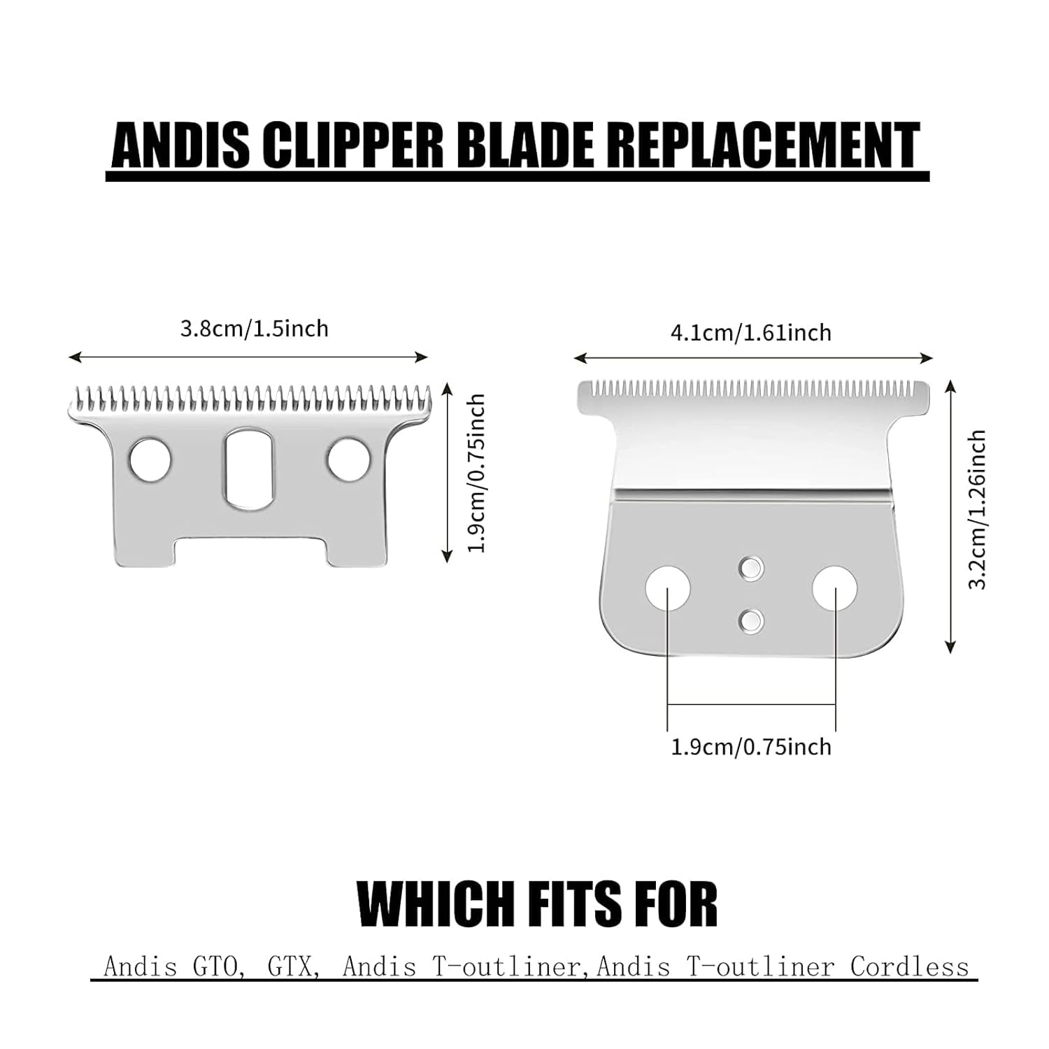 2 Pack T Outliner Blades fits for Andis T Outliner, G, GO, GTO, GTX, Headliner LS2, LS3 Replacement,clipper blades,