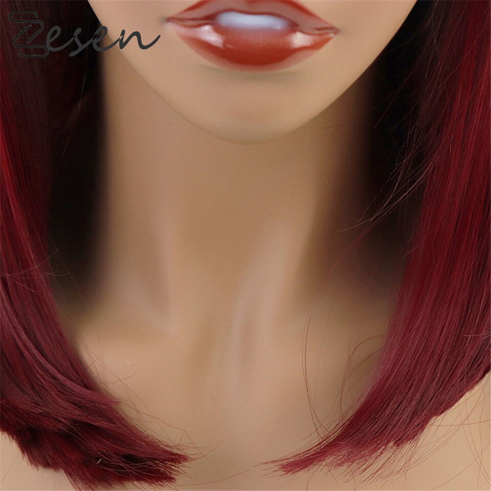 ZESENWine Red Straight Lace Front Wigs for Black Women Lace Wig Long Synthetic Hair Wigs Free Part Heat Resistant With Baby Hair