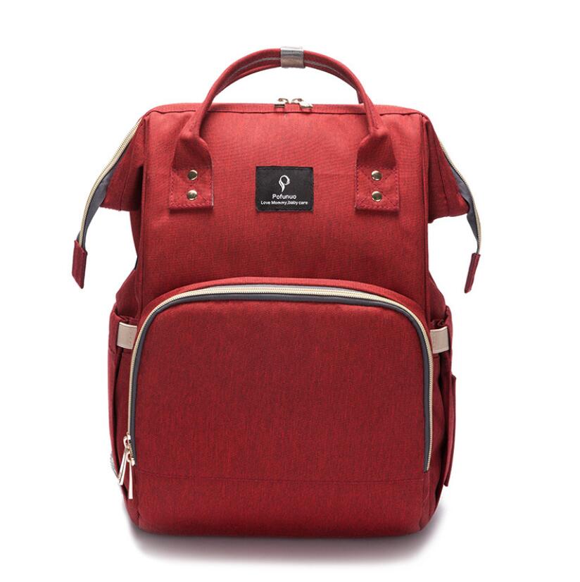 Pofunuo USB sac à dos à couches grande capacité sac de voyage sac à main d'allaitement imperméable à l'eau Nappy sac Kits momie maternité sac à dos: Dark Red