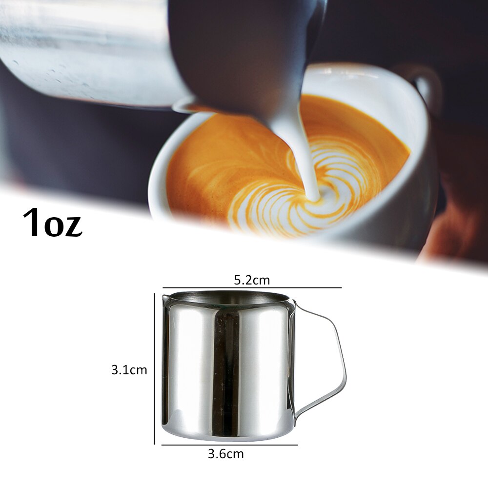 Mini Stainless Steel Milk Pitcher Cup Coffee Jug Cappuccino Latte Art Pitcher Frothing Steam Cup Milk Pot Coffee Accessories: 1oz