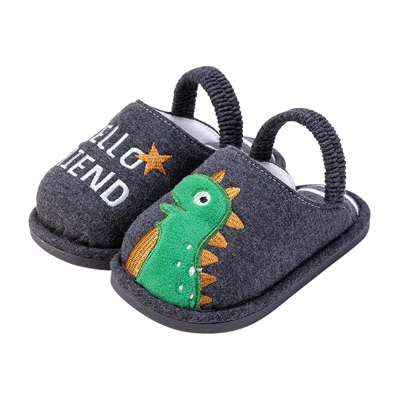 Toddler Boys Girls Slipper Shoes Fluffy Little Kids Winter Warm Home Shoes For Children Cute Animal Home Slipper Shoes: Gray / 9