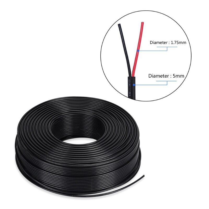 2 Pin Sheathed 18AWG/20AWG/22AWG DC Power Cord Electric White Red Extension Wire LED Power Cable Multipurpose Equipment: 18