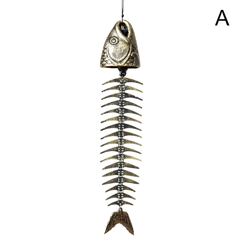 Fishbones Windgong Klassieke Retro Visgraten Windgong Ornamenten Metalen Windgong Tuin Woonkamer Balkon Decor J: type a fish shut up