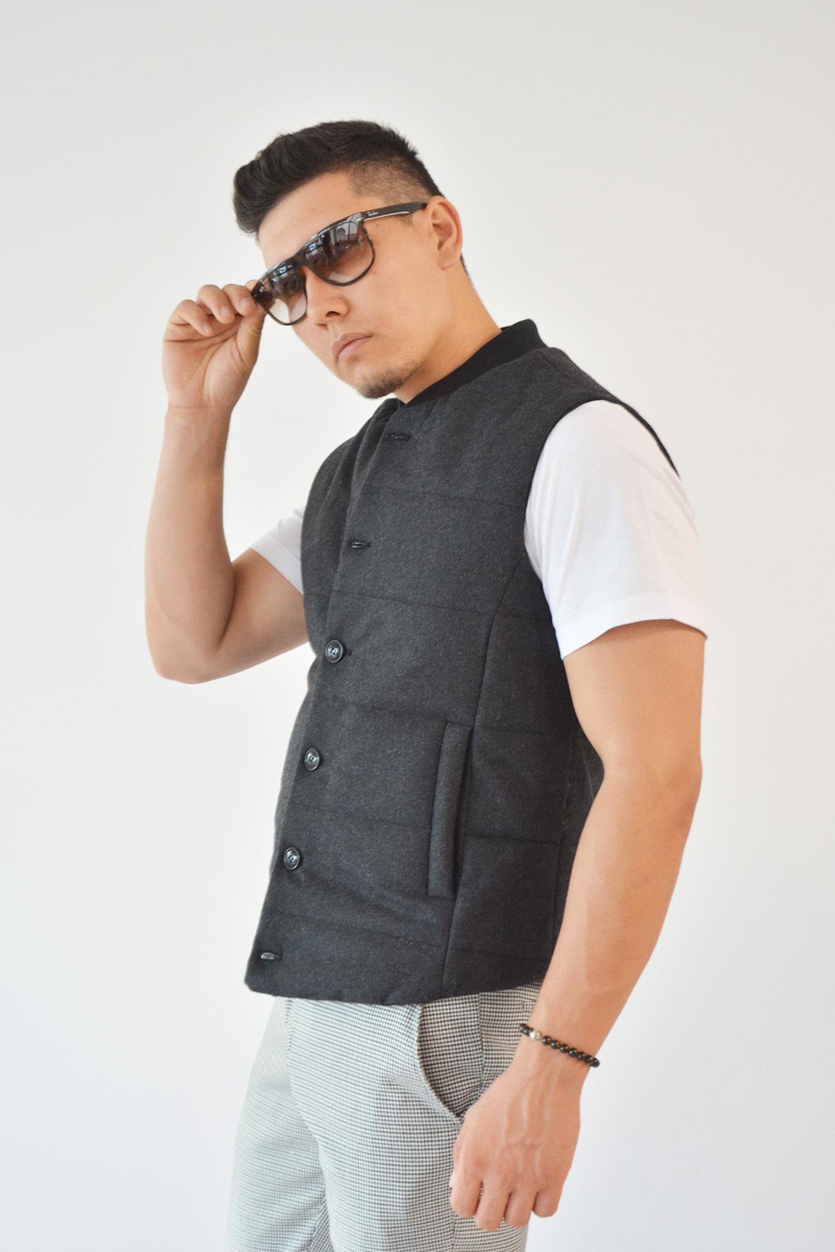 Inflatable Wool Smoked Male Vest