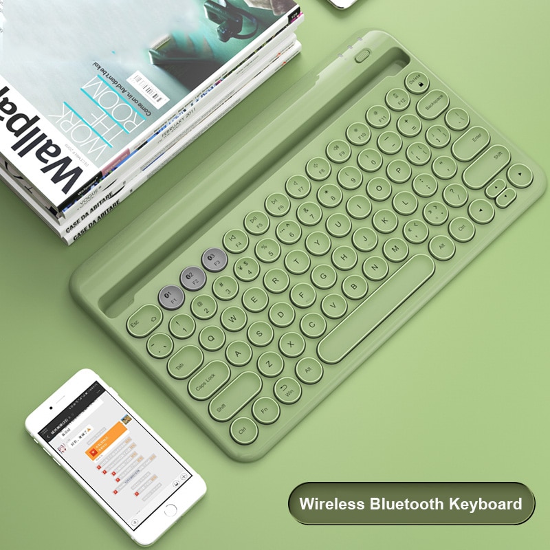 Jelly Comb Wireless Bluetooth Keyboard for Tablet Phone Laptop Multi-device Rechargeable Bluetooth Keyboard for iPad Candy Color: Green Keyboard