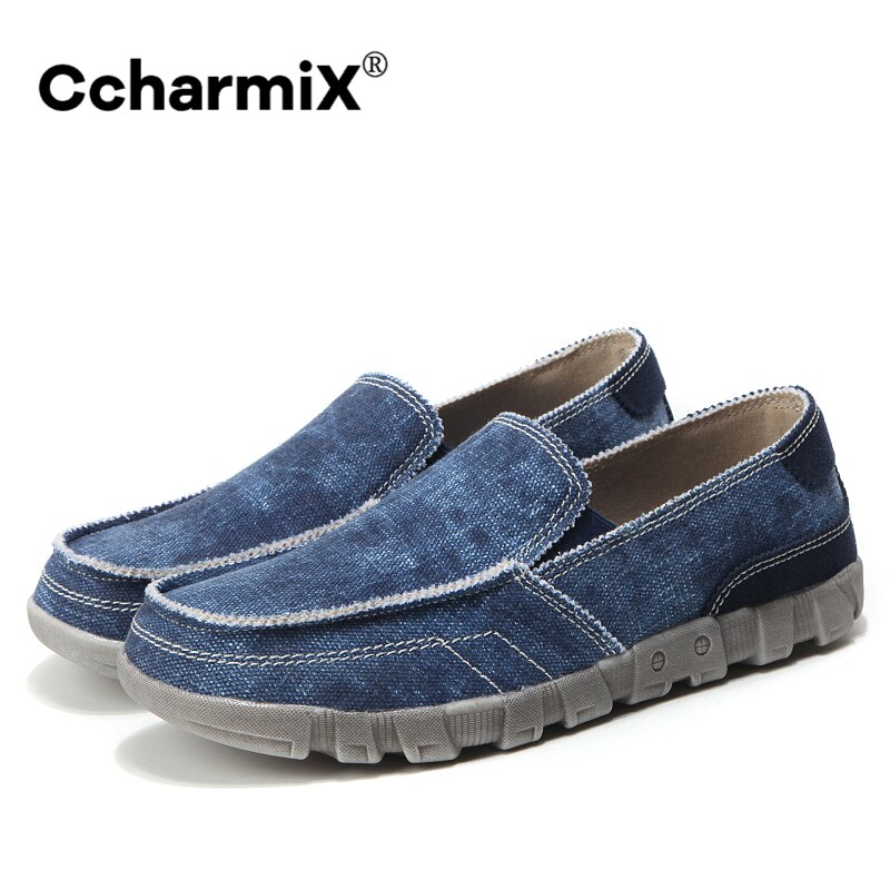 Płócienne buty męskie letnie oddychające Slip On Vintage męskie mokasyny moda codzienna męskie espadryle męskie buty jeansowe duże rozmiary: blue / 7
