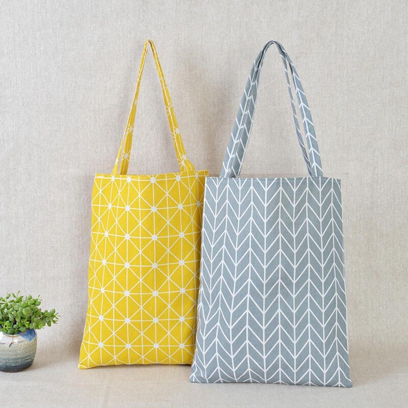 Canvas Draagtas Eco Boodschappentas Dagelijks Gebruik Opvouwbare Handtas Grote Plaid Canvas Tote Voor Vrouwen Vrouwelijke Shopper Bag Bolsa feminina