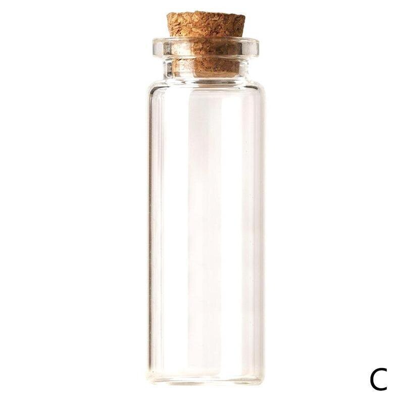 Frascos de vidrio para botellas pequeñas, recipientes de decoración Diy, Mini frascos para mensajes baratos, adornos, tapón de corcho para deseos, , 1 ud.: C