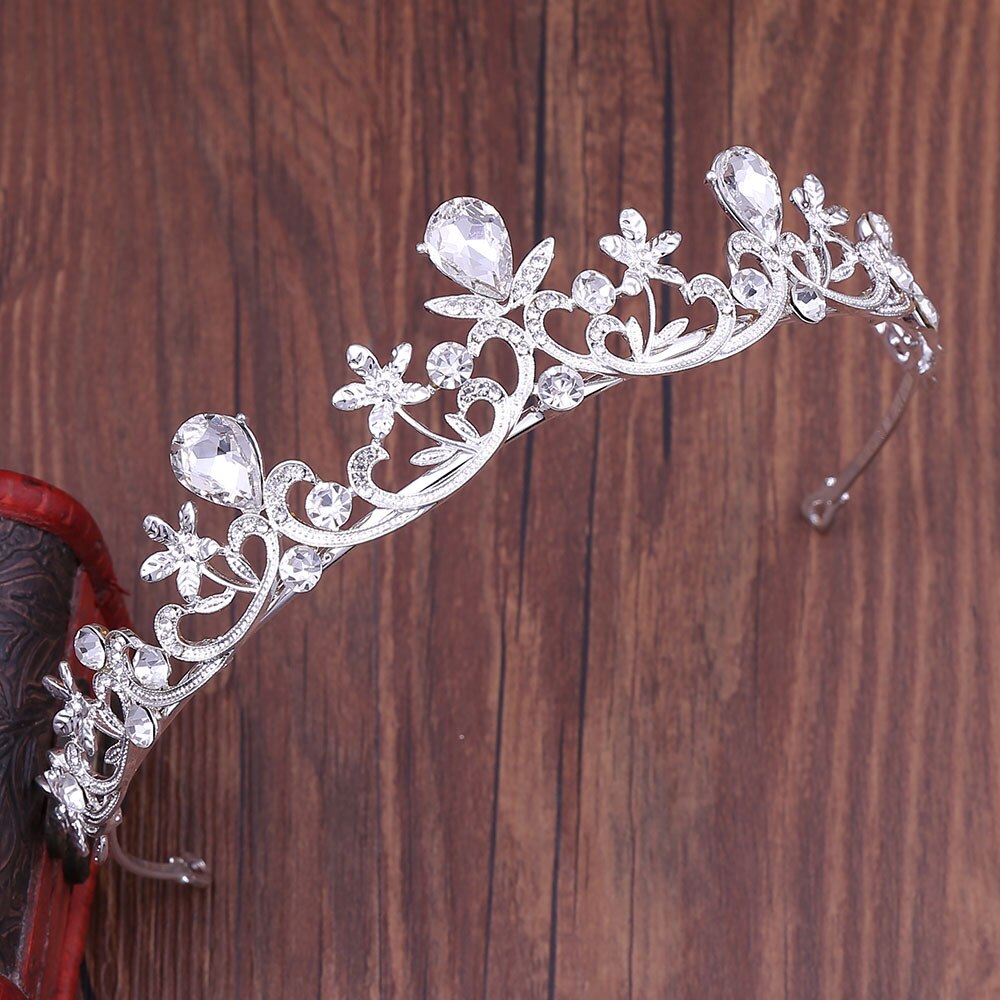 Guldfärgad kristall strass krona och tiara bröllop hårsmycken accessoarer för kvinnor brudtiaror huvudbonad flickor pannband: Rosa
