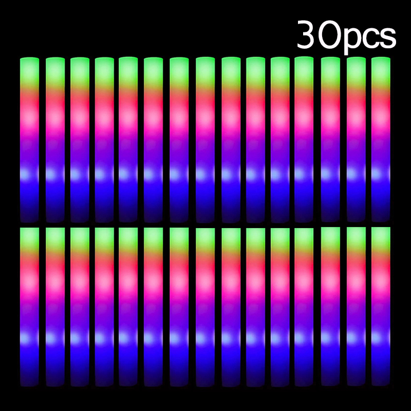 15/30 Stück LED-Leuchtstäbe, bunt, RGB-Leuchtschaumstoffstäbchen, Jubelröhre, dunkles Licht für Weihnachten, Geburtstag, Hochzeit, Partyzubehör: Olive