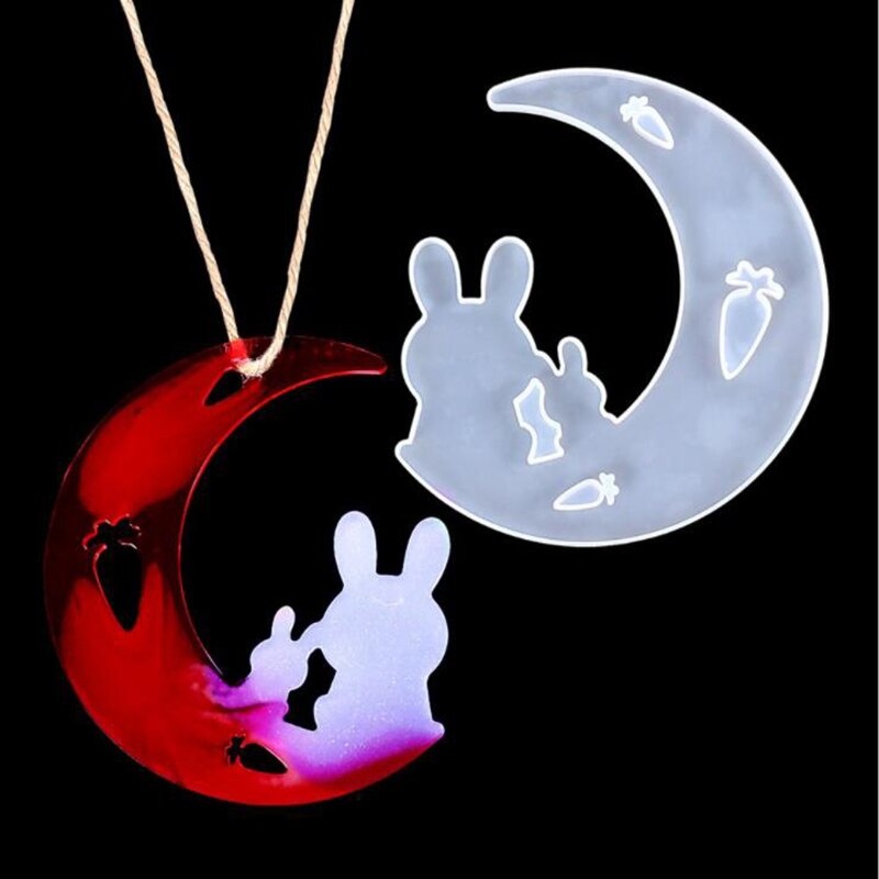 DIY Kristall Gutta percha Hirsch Katze Mond Silikon Spiegel bilden Kaninchen Delfin Anhänger Silikon bilden