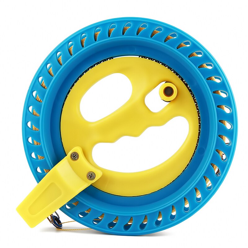 Kite Reel Winder Fire Wheel String Flying Handle Tool Twisted String Line Outdoor Round Blue Grip For Fying Kites 200M: E Hollow out reel