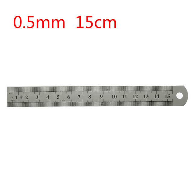 0.7mm 50cm and 0.5mm 30cm / 20cm / 15cm Stainless Steel Metal Straight Ruler Double Sided Measuring Tool School Student Supplies: 15cm