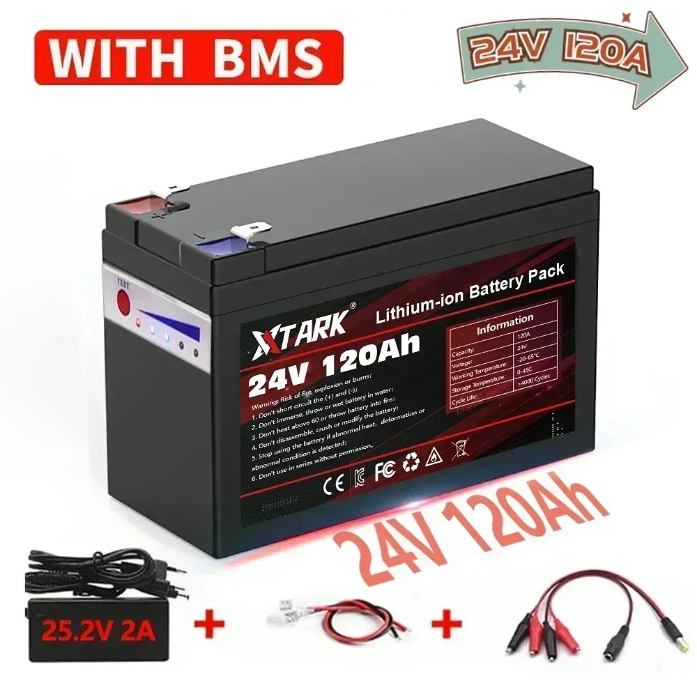 NEW2025 18650 3S6P 24V 120Ah Lithium Battery Pack,Built-in 30A BMS,For Solar Energy Electric Vehicle Li-ion Battery+12.6V Ch