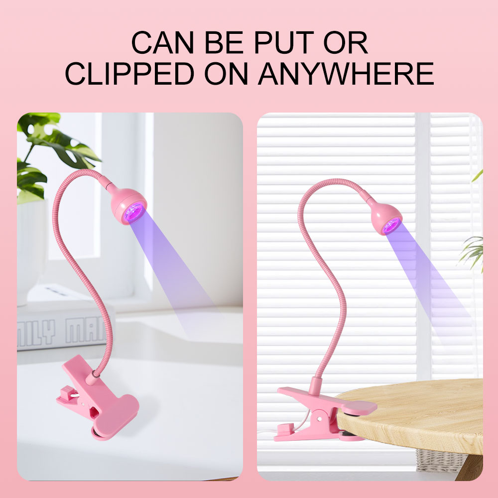 Lámpara LED UV para secado de esmalte de uñas de Gel, minilámpara portátil USB para escritorio, Flexible, con Clip, para salón de manicura