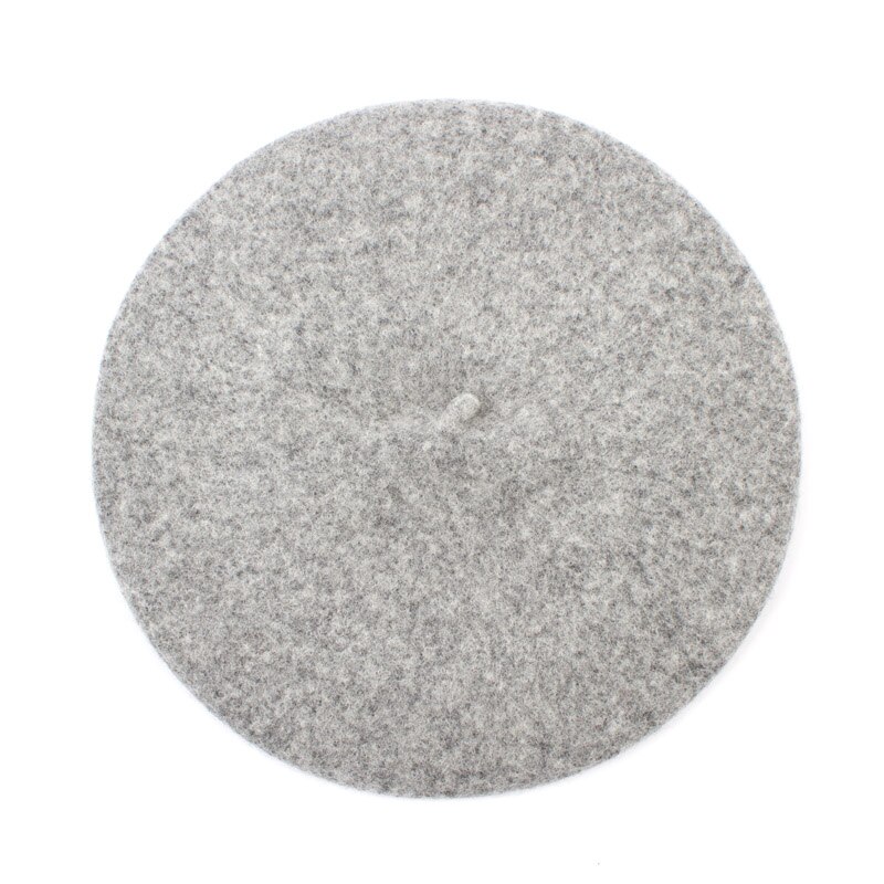 Baskerhatt för dam basker i solid varm ull för kvinnor godisfärg kashmir enfärgad fransk konstnär baskerhattar för flickor  gs102d: Grå