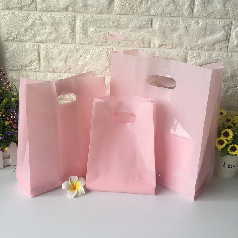 50 Stuks Dikke Plastic Zakken 15X25X3Cm Effen Kleur Sieraden Verpakking Tassen Winkelen Plastic Bag met Handvat: 1