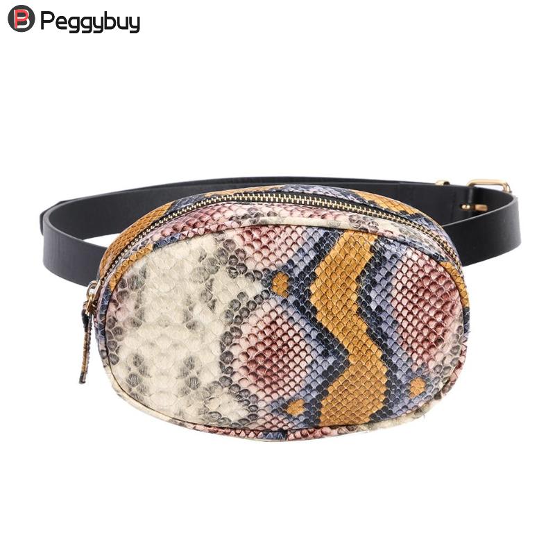 Schlange aufbringen Schulter Taille Taschen Gürtel Packungen Telefon Beutel Frauen Klappe PU Leder Crossbody lässig Brust Taschen